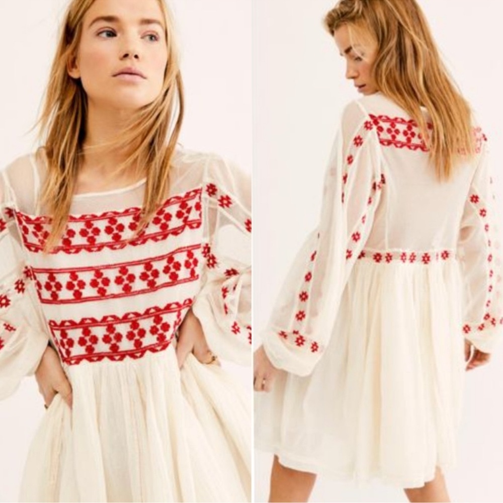 NWT $168 FREE PEOPLE Need Me Embroidered Mini Dress